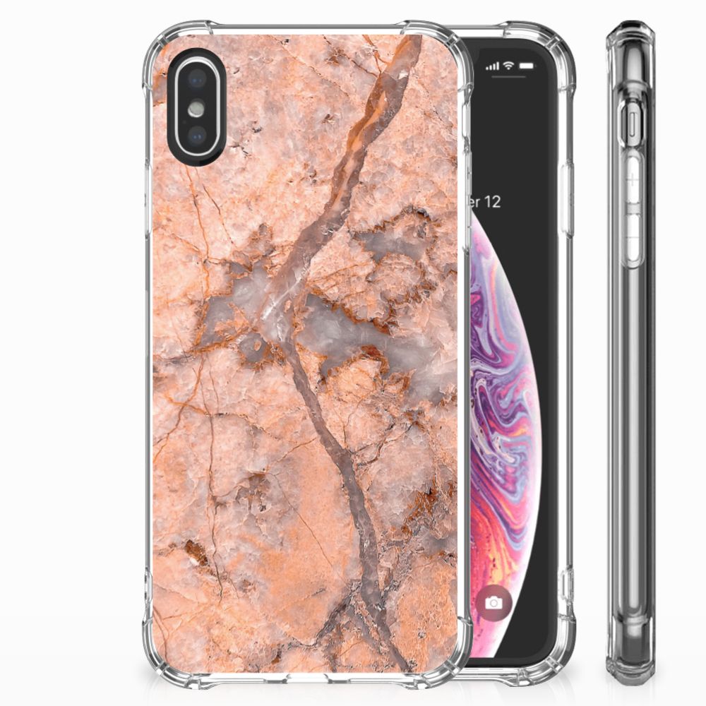 Apple iPhone X | Xs Anti-Shock Hoesje Marmer Oranje