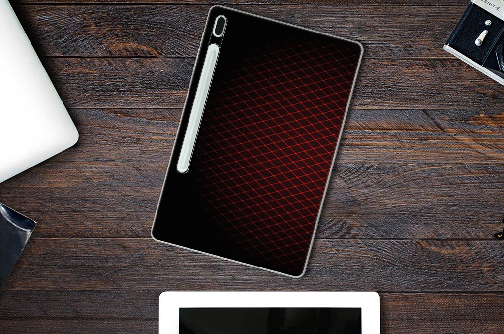 Samsung Galaxy Tab S7FE Hippe Hoes Geruit Rood - B2C Telecom