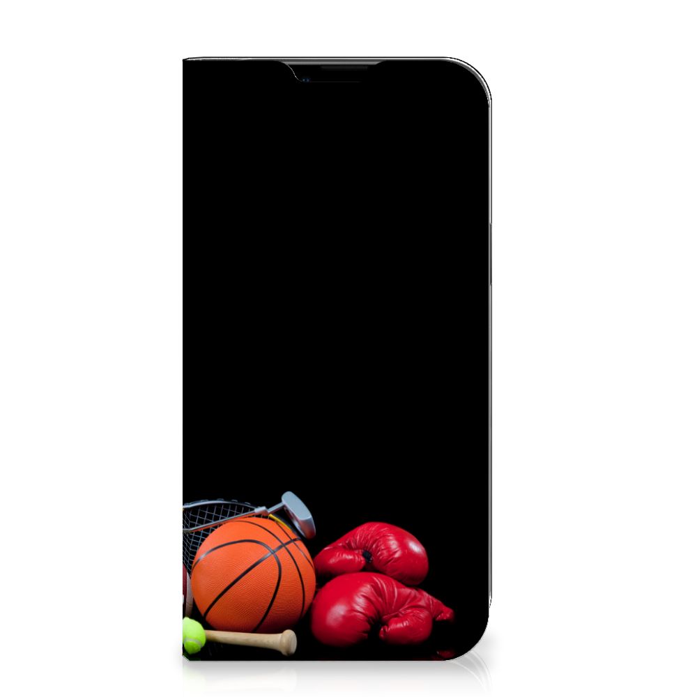 Apple iPhone 14 Plus Hippe Standcase Sports met sportaccessoires zoals basketbal en bokshandschoenen