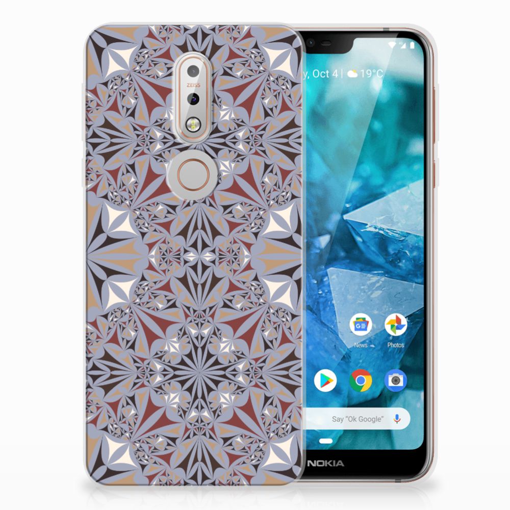 Nokia 7.1 TPU Siliconen Hoesje Flower Tiles