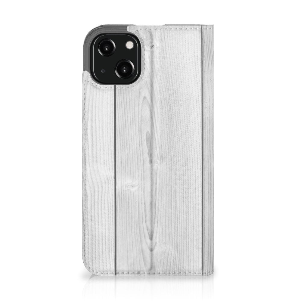 iPhone 13 Book Wallet Case White Wood