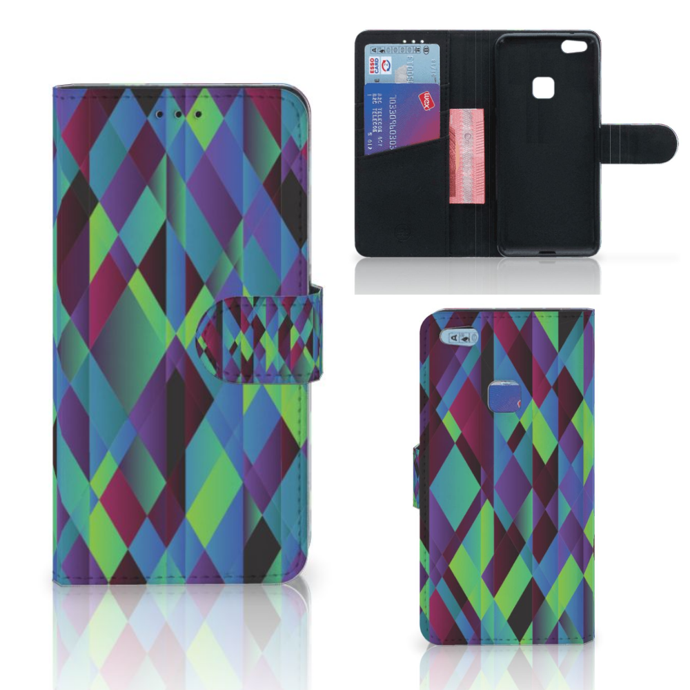 Huawei P10 Lite Book Case Abstract Green Blue