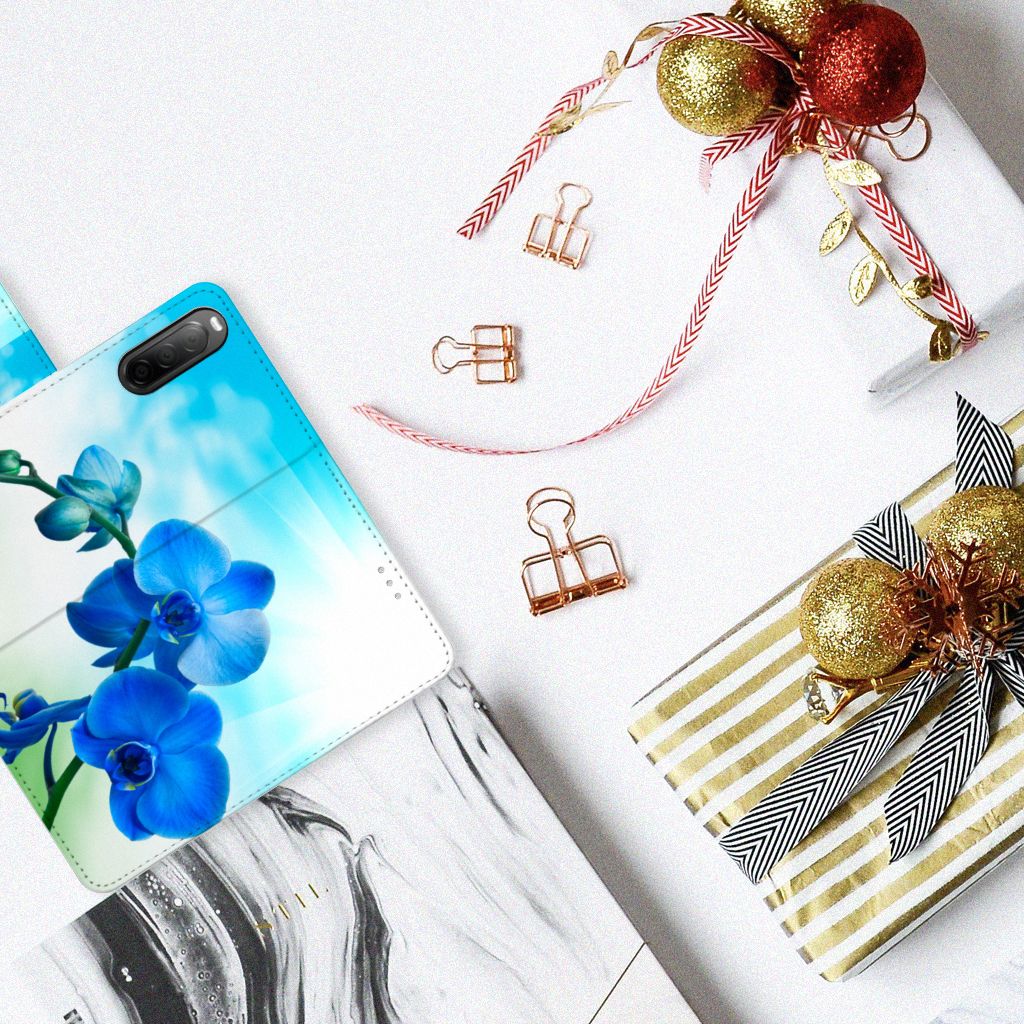 Sony Xperia 10 IV Hoesje Orchidee Blauw - Cadeau voor je Moeder