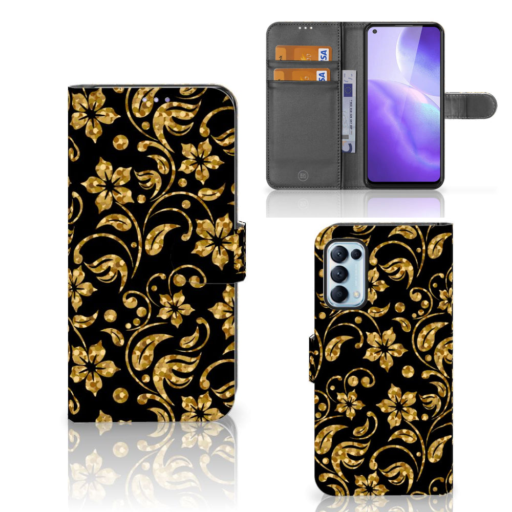 OPPO Find X3 Lite Hoesje Gouden Bloemen