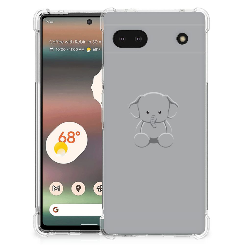 Google Pixel 6A Stevig Bumper Hoesje Grijs Baby Olifant