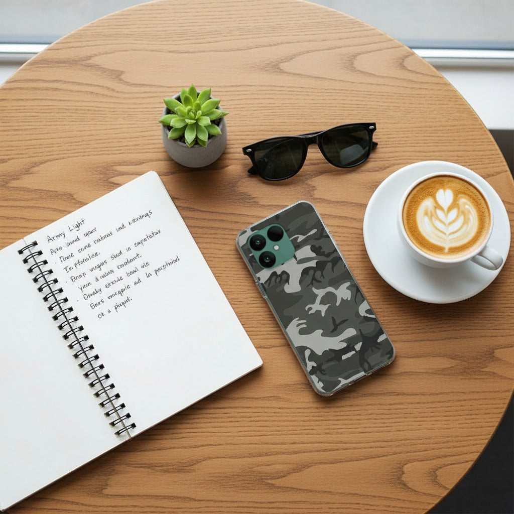 Fairphone 6 Hoesje Army Light (TPU) - lifestyle foto in huiselijke setting