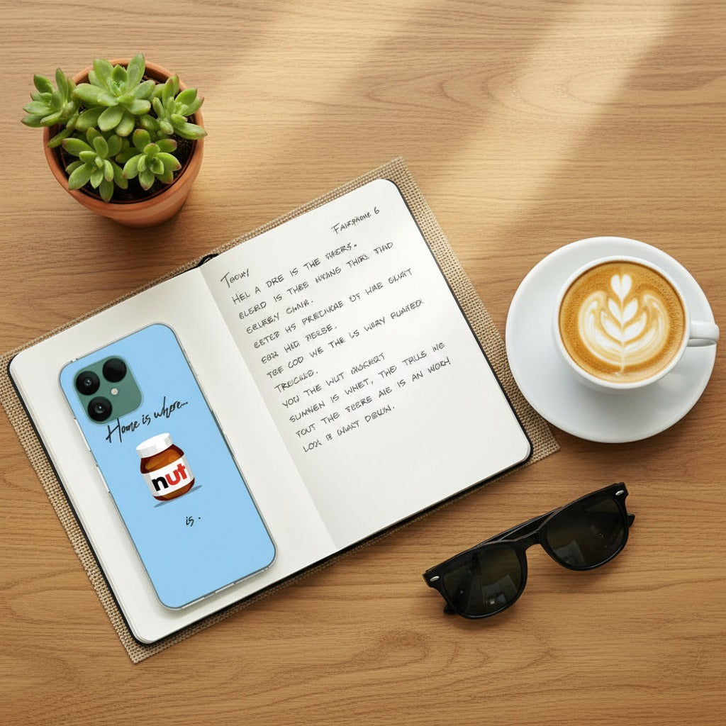 Fairphone 6 Hoesje Nut Home – Softcase TPU Back Cover - lifestyle foto in huiselijke setting