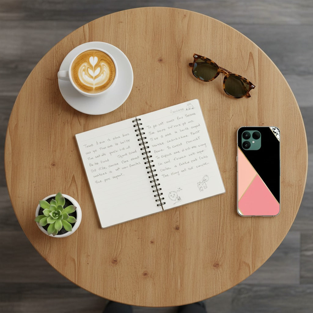 Zwart Roze Vormen Fairphone 6 Hoesje – Softcase TPU - lifestyle foto in huiselijke setting
