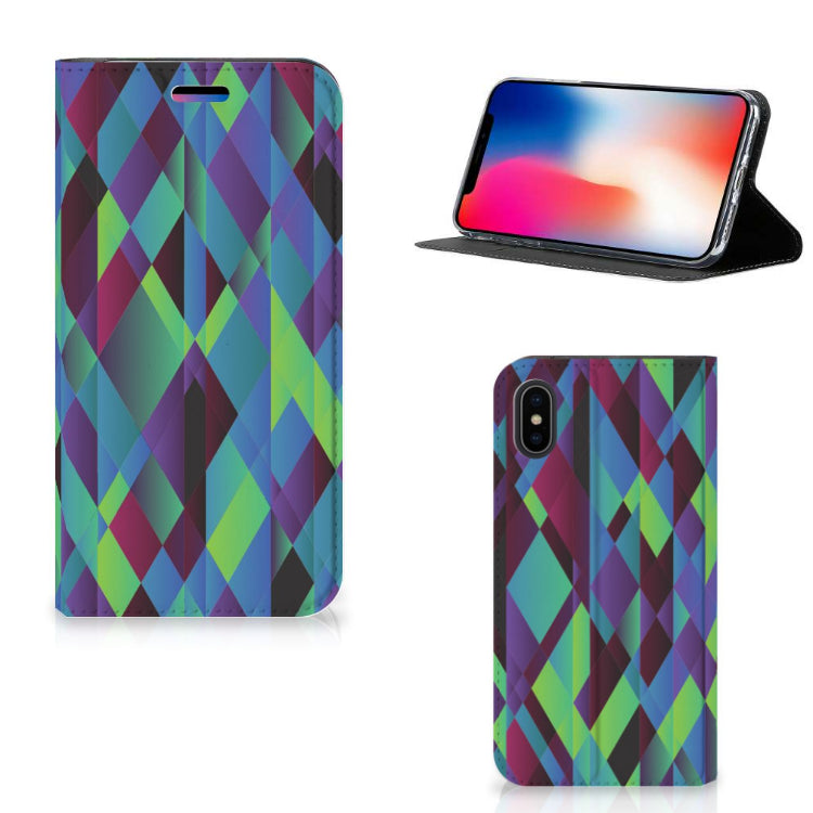 Apple iPhone X | Xs Stand Case Abstract Green Blue