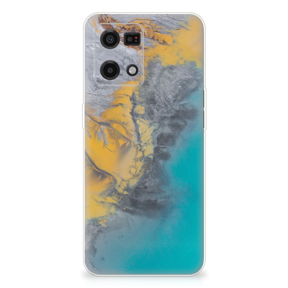 OPPO Reno7 4G TPU Siliconen Hoesje Marble Blue Gold B2C Telecom