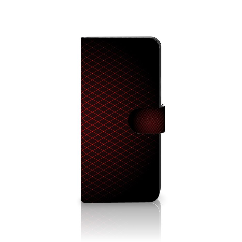 Xiaomi 13 Lite Telefoon Hoesje Geruit Rood met een minimalistisch design en ruimte voor 3 pasjes.