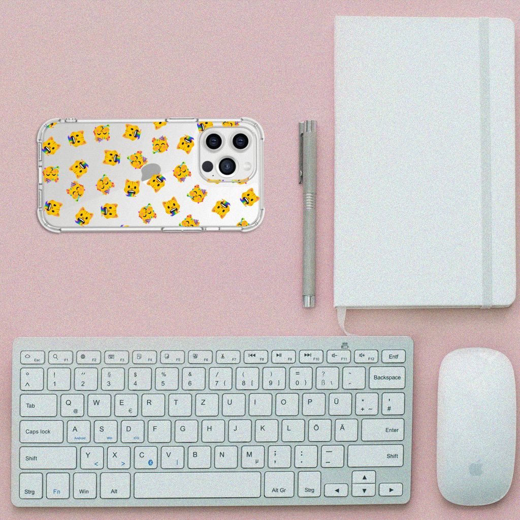 Doorzichtige Silicone Hoesje voor iPhone 13 Pro Max Katten Emojis - B2C Telecom