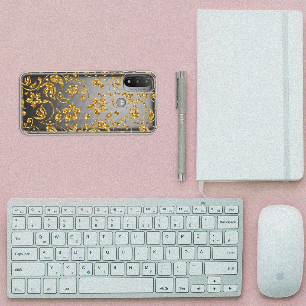 Motorola Moto E20 | E40 TPU Case Gouden Bloemen