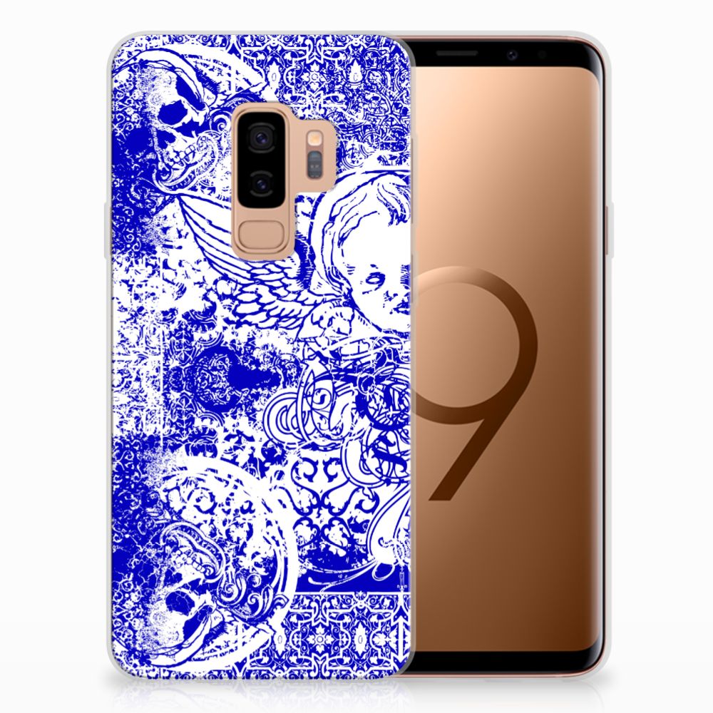 Silicone Back Case Samsung Galaxy S9 Plus Angel Skull Blauw