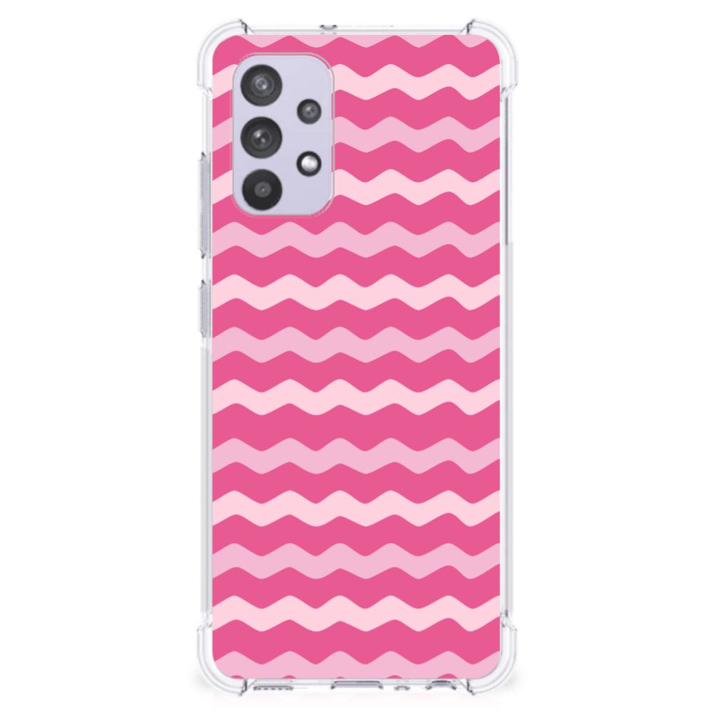 Samsung Galaxy A32 4G | A32 5G Enterprise Editie Doorzichtige Silicone Hoesje Waves Pink B2C Telecom
