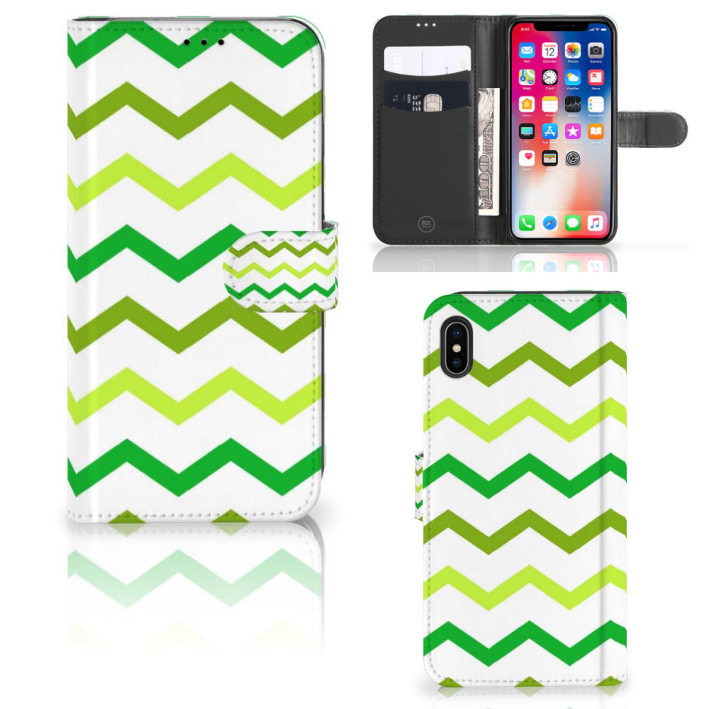 Apple iPhone Xs Max Telefoon Hoesje Zigzag Groen