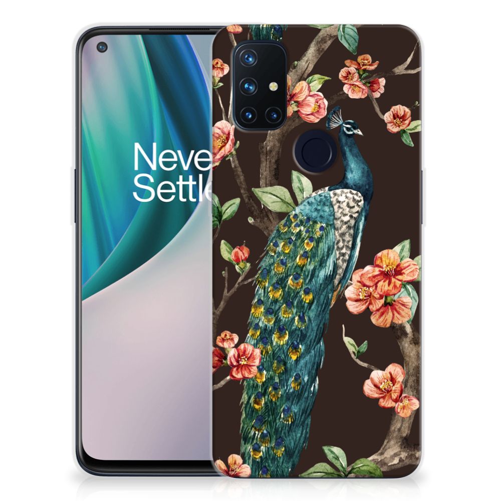 OnePlus Nord N10 5G TPU Hoesje Pauw met Bloemen