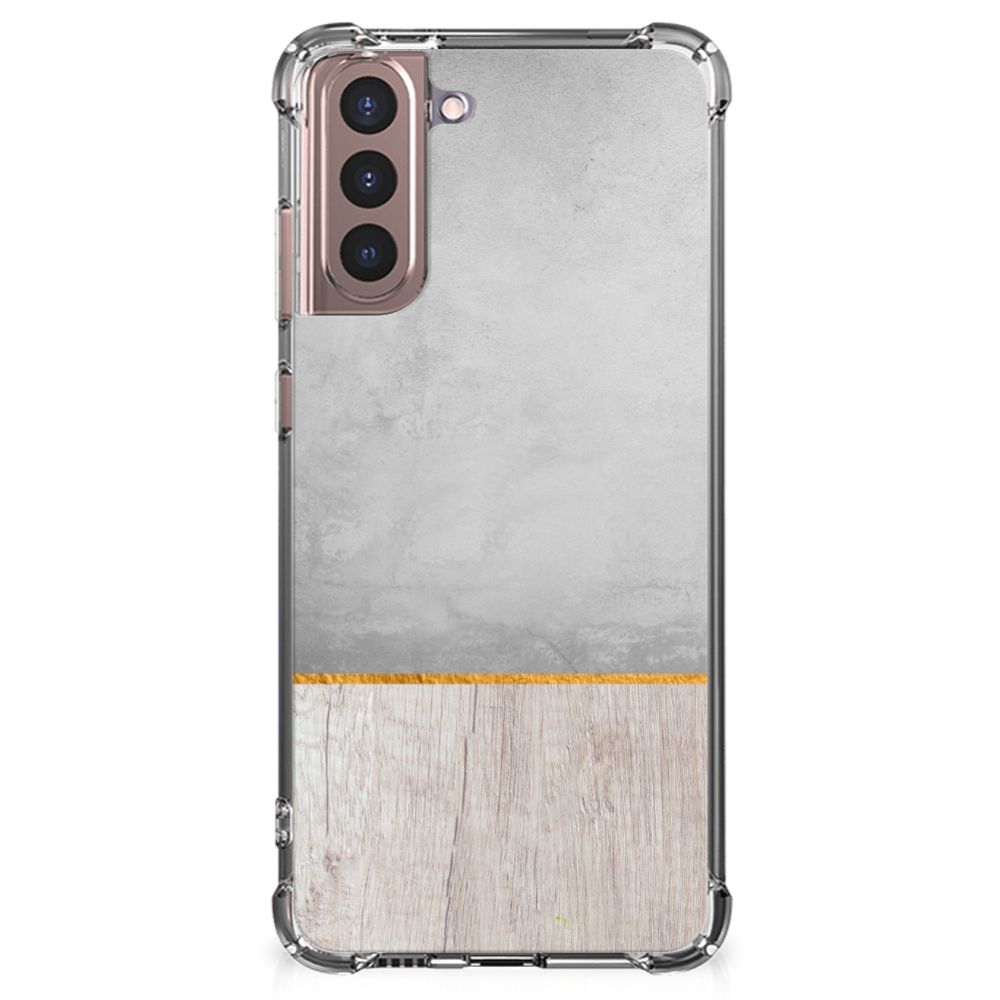 Samsung Galaxy S21 Plus Stevig Telefoonhoesje Wood Concrete B2C Telecom