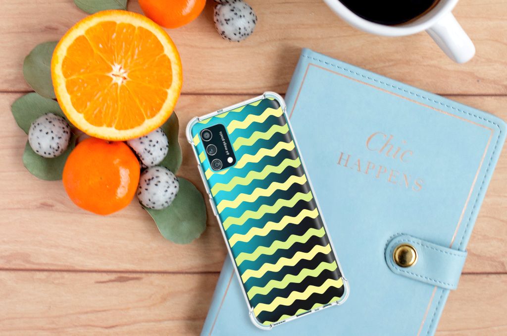 Samsung Galaxy M02s | A02s Doorzichtige Silicone Hoesje Waves Yellow B2C Telecom