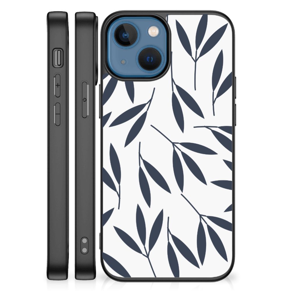 Apple iPhone 13 mini Bloemen Hoesje Leaves Blue B2C Telecom