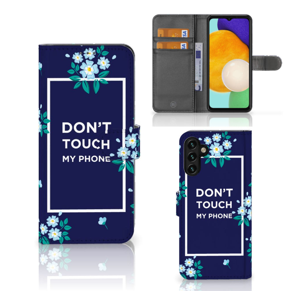 Samsung Galaxy A04s | Samsung Galaxy A13 5G Portemonnee Hoesje Flowers Blue DTMP