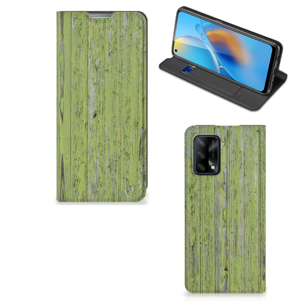OPPO A74 4G Book Wallet Case Green Wood - B2C Telecom
