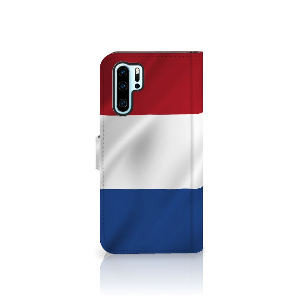Huawei P30 Pro Bookstyle Case Nederlandse Vlag met artistiek ontwerp van de Nederlandse vlag.