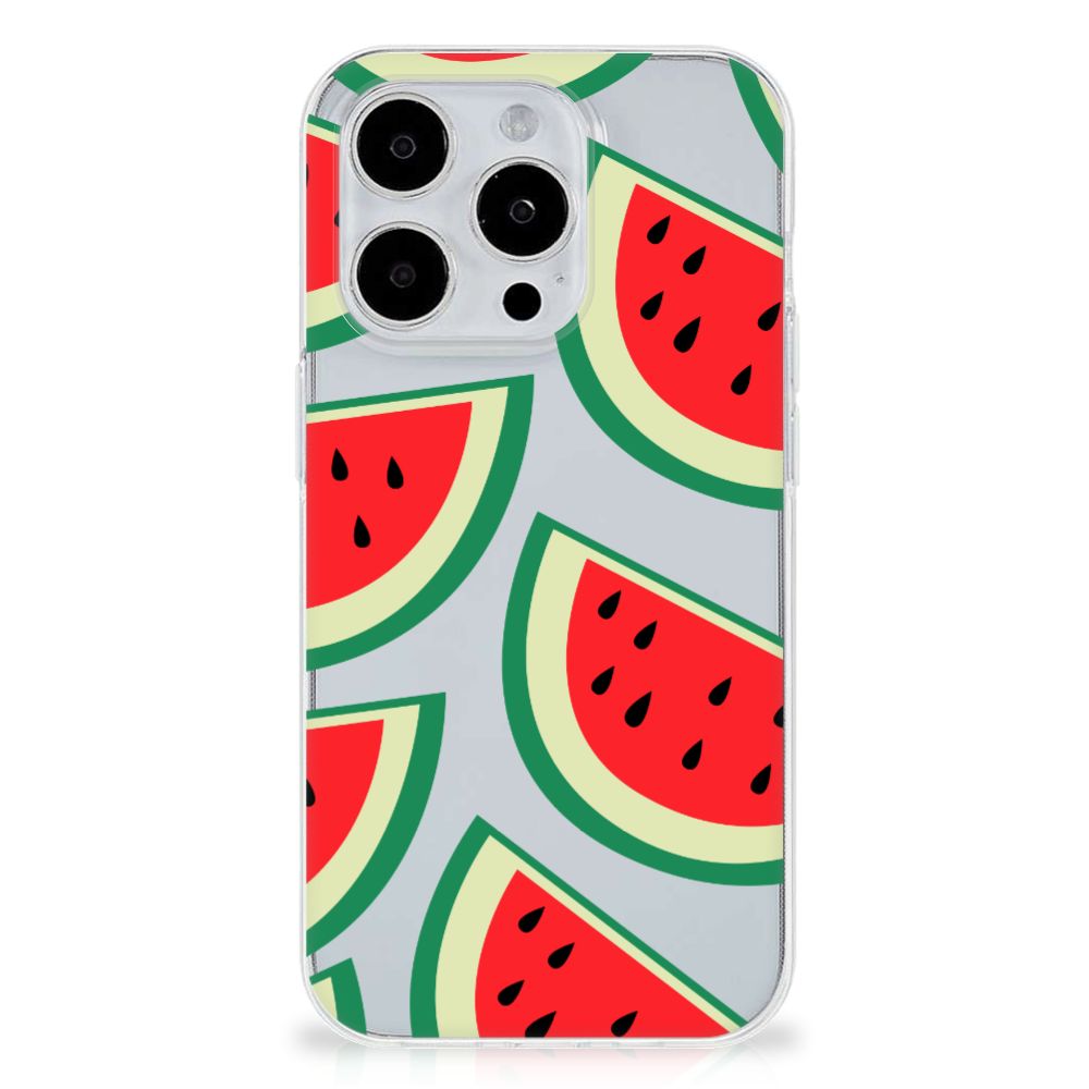 iPhone 15 Pro Siliconen Case Watermelons met een kleurrijk watermeloenpatroon 🍉.