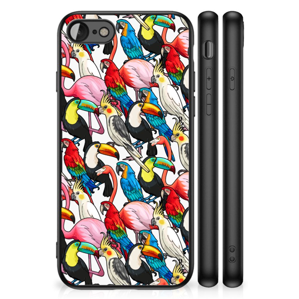 iPhone SE 2022 | SE 2020 | 7/8 Dierenprint Telefoonhoesje Birds met kleurrijke vogels op design.