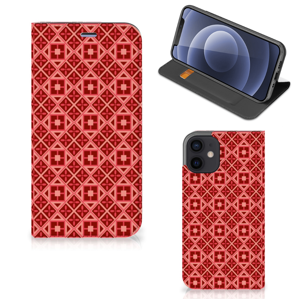 iPhone 12 Mini Hoesje met Magneet Batik Rood - B2C Telecom