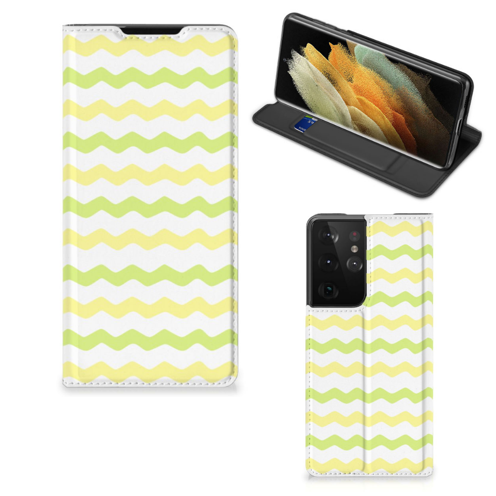 Samsung Galaxy S21 Ultra Hoesje met Magneet Waves Yellow - B2C Telecom