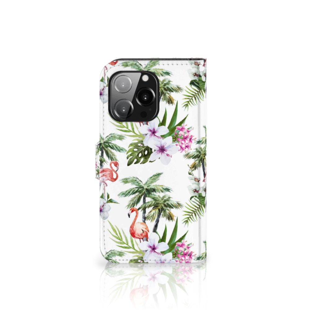 iPhone 13 Pro Telefoonhoesje met Pasjes Flamingo Palms