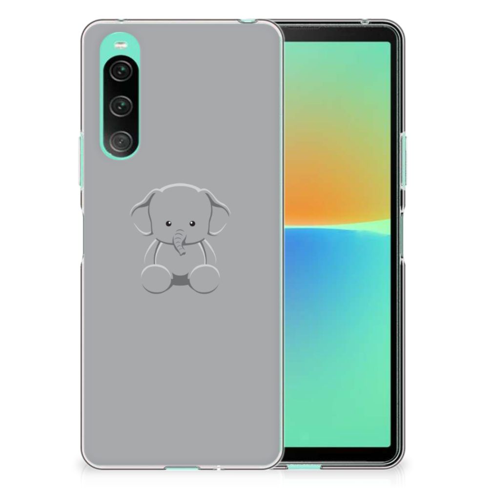 Sony Xperia 10 V Telefoonhoesje met Naam Grijs Baby Olifant