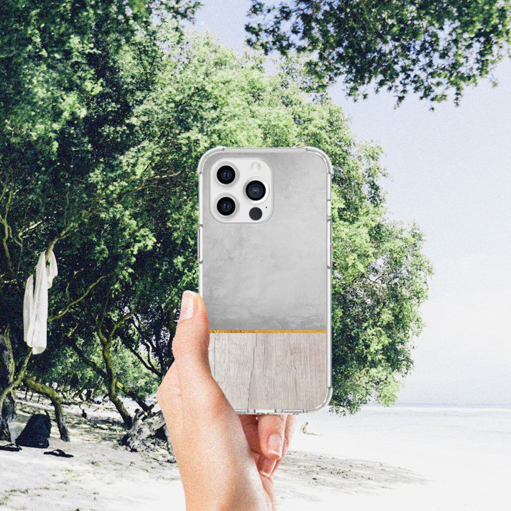 iPhone 13 Pro Max Stevig Telefoonhoesje Wood Concrete - B2C Telecom