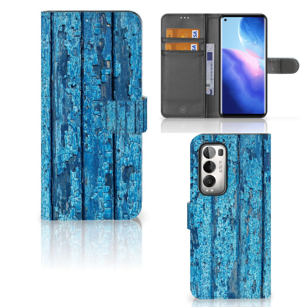 OPPO Find X3 Neo 5G Book Style Case Wood Blue