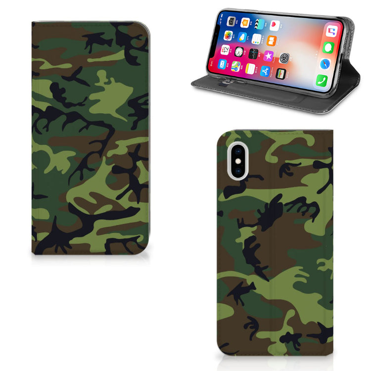 Apple iPhone Xs Max Hoesje met Magneet Army Dark