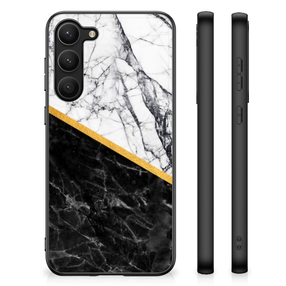 Samsung Galaxy S23 Plus Marmeren Print Telefoonhoesje Marmer Wit Zwart - Origineel Cadeau Man B2C Telecom