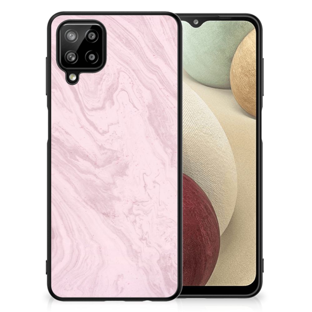 Samsung Galaxy A12 Marmeren Print Telefoonhoesje Marble Pink - Origineel Cadeau Vriendin