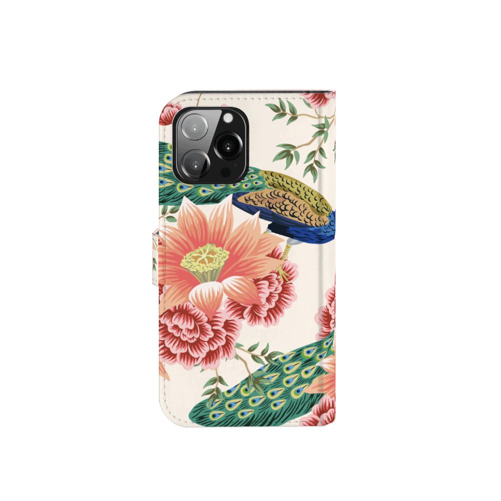 Telefoonhoesje met Pasjes voor iPhone 13 Pro Max Pink Peacock