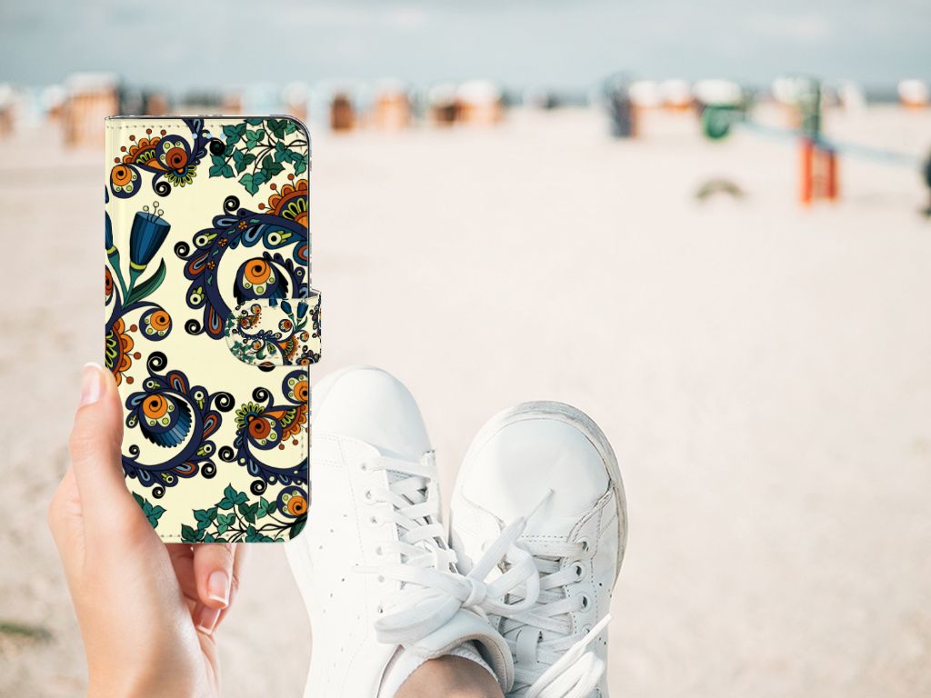 Wallet Case OPPO A74 4G Barok Flower