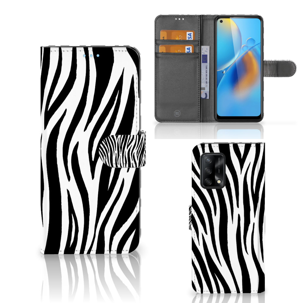 OPPO A74 4G Telefoonhoesje met Pasjes Zebra