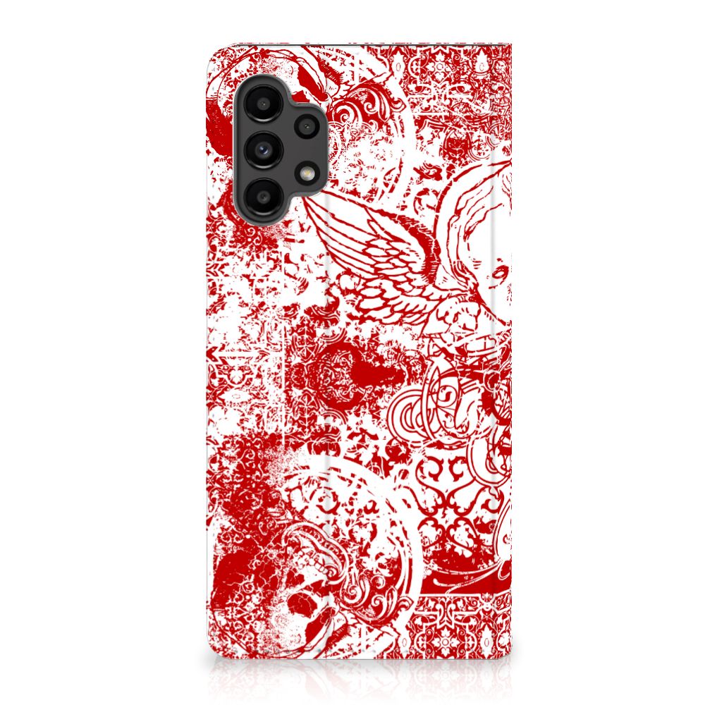 Mobiel BookCase Samsung Galaxy A13 (4G) Angel Skull Rood - B2C Telecom