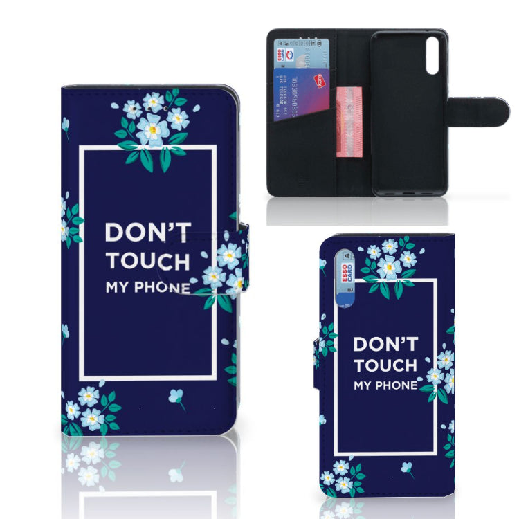 Huawei P20 Portemonnee Hoesje Flowers Blue DTMP