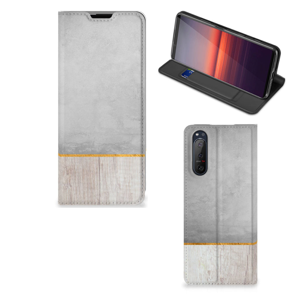 Sony Xperia 5 II Book Wallet Case Wood Concrete