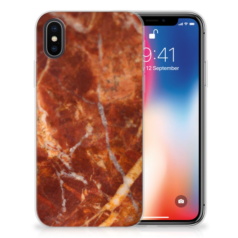 Apple iPhone X | Xs TPU Siliconen Hoesje Marmer Bruin