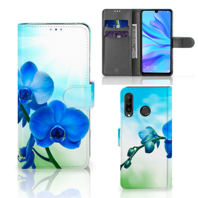 Huawei P30 Lite (2020) Hoesje Orchidee Blauw - Cadeau voor je Moeder