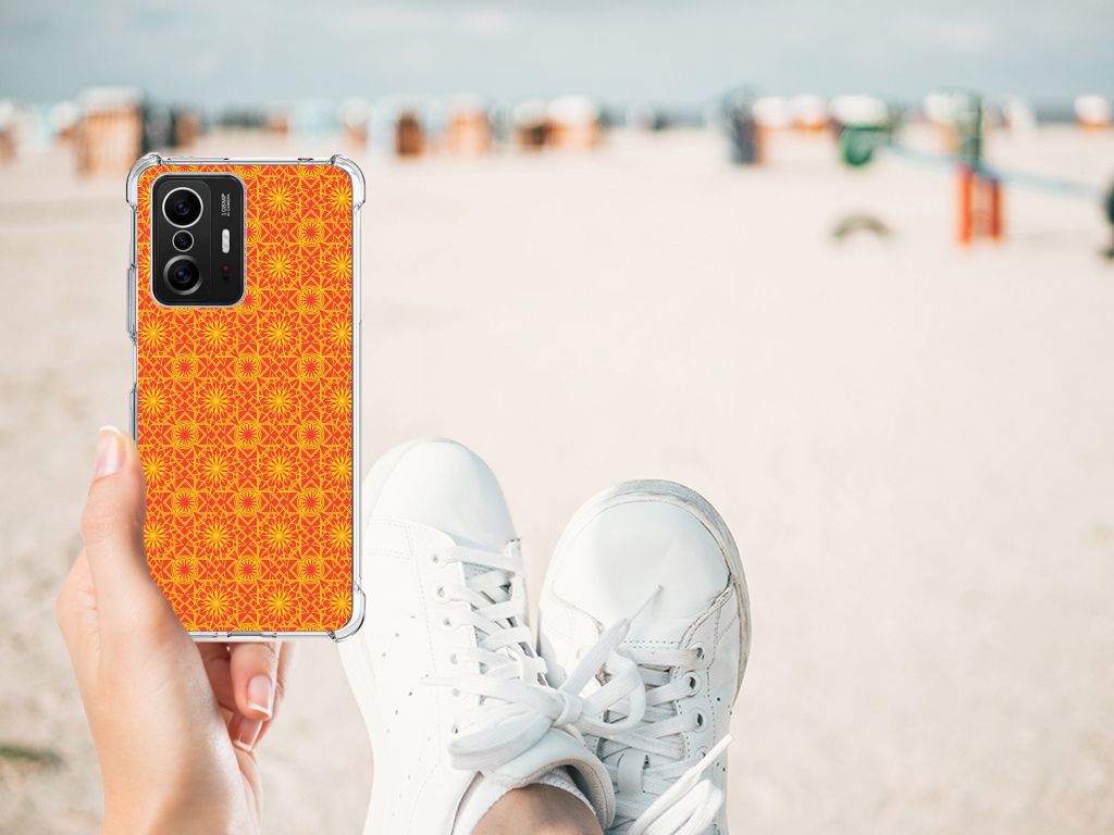 Xiaomi 11T | 11T Pro Doorzichtige Silicone Hoesje Batik Oranje