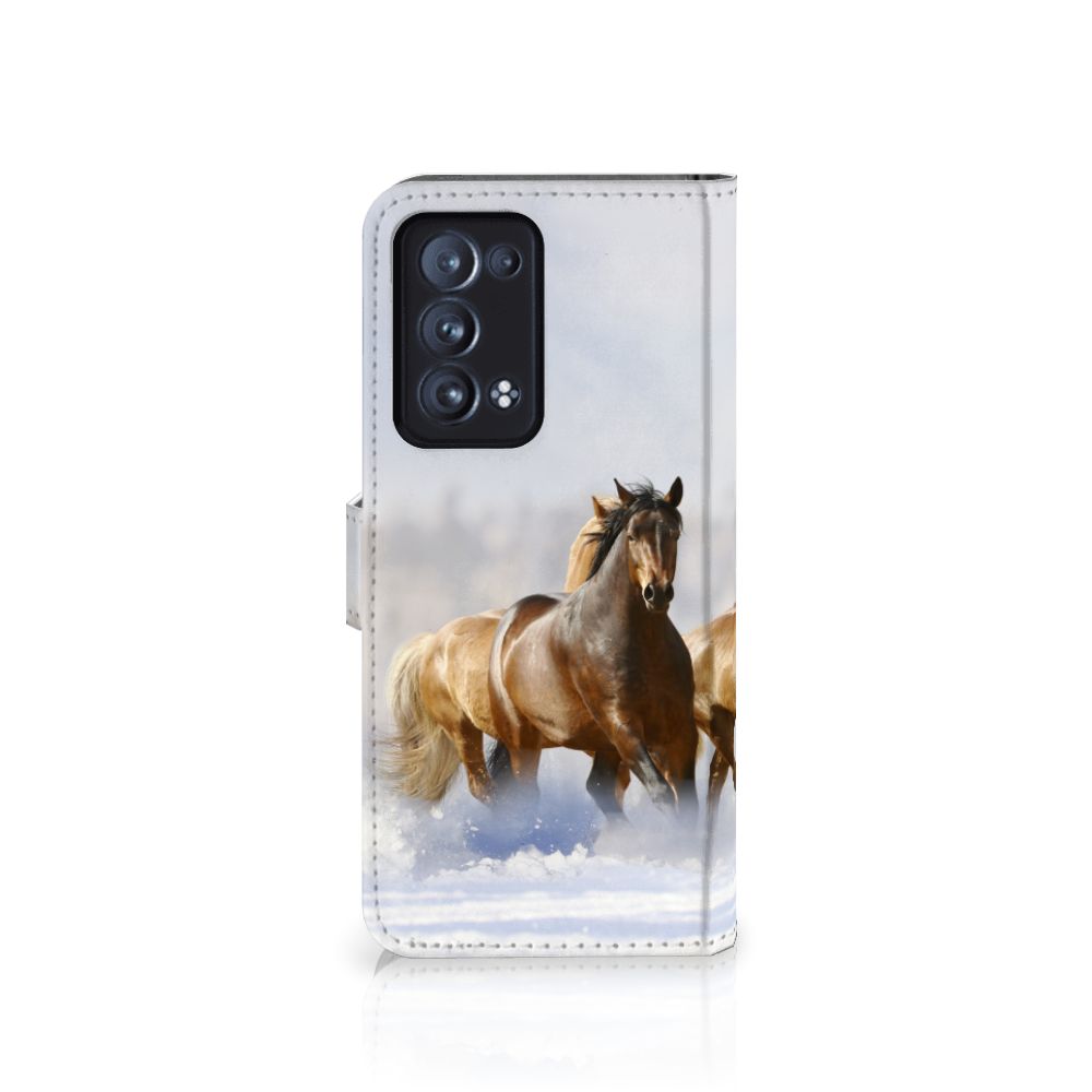 OPPO Reno 6 Pro Plus 5G Telefoonhoesje met Pasjes Paarden