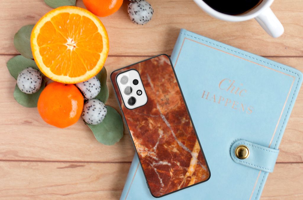 Samsung Galaxy A73 Marmeren Print Telefoonhoesje Marmer Bruin B2C Telecom