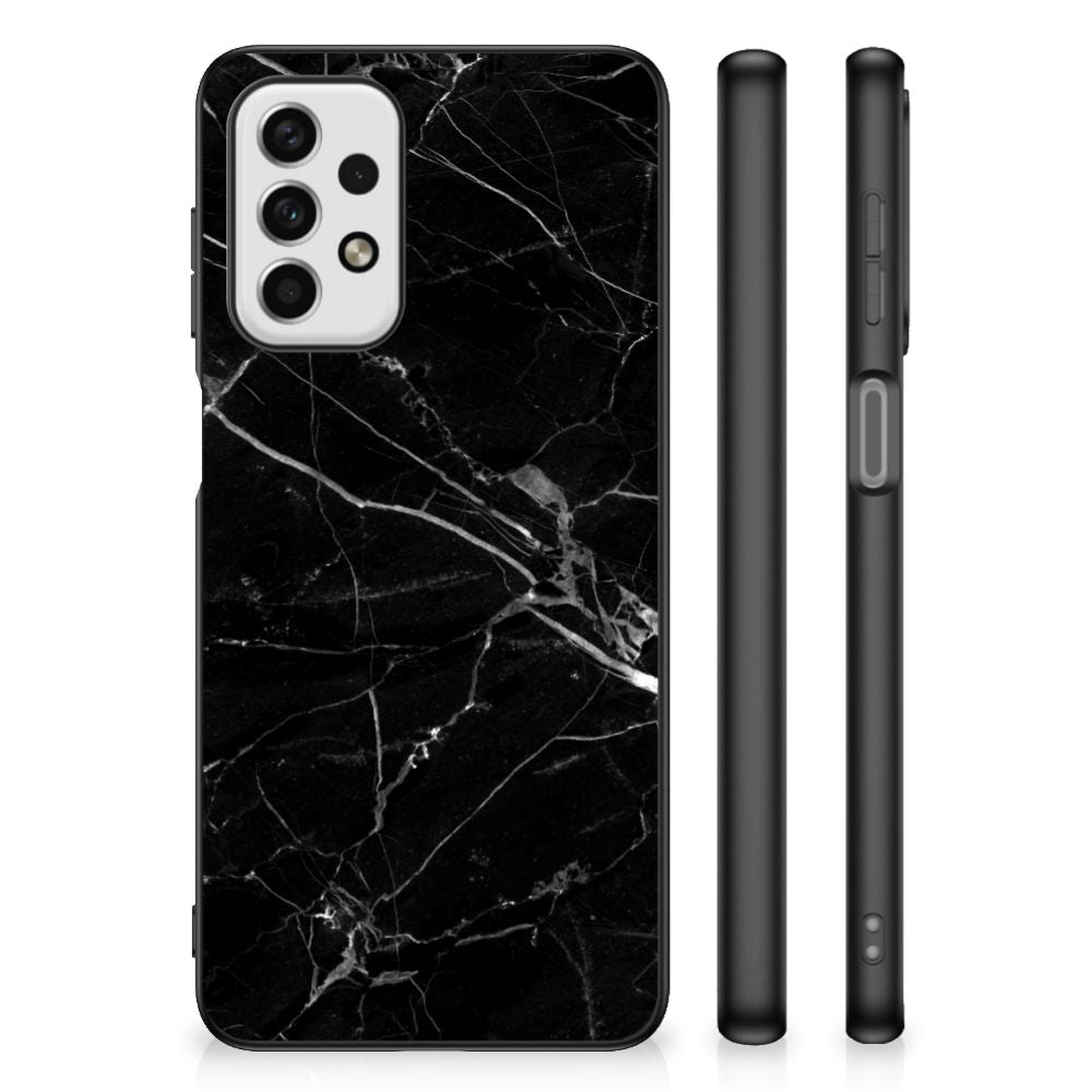 Samsung Galaxy A23 Marmeren Print Telefoonhoesje Marmer Zwart - Origineel Cadeau Vader